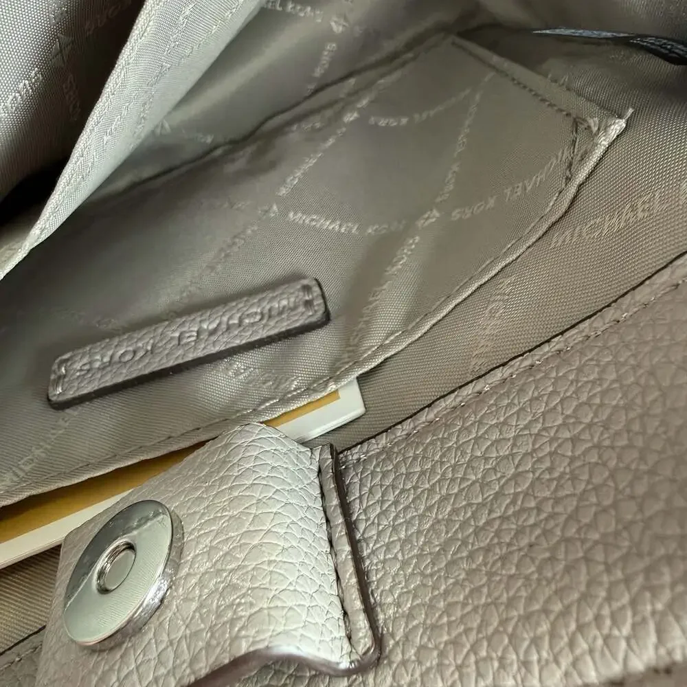 Michael Kors White Monogram Crossbody with Gray Strap